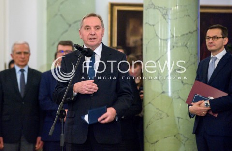  11.12.2017 WARSZAWA<br />POWOLANIE RZADU MATEUSZA MORAWIECKIEGO<br />N/Z HENRYK KOWALCZYK MATEUSZ MORAWIECKI<br /> 