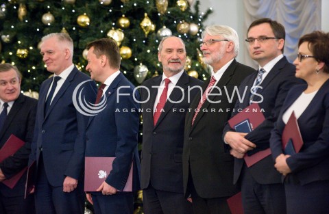  11.12.2017 WARSZAWA<br />POWOLANIE RZADU MATEUSZA MORAWIECKIEGO<br />N/Z MINISTROWIE RZADU MATEUSZA MORAWIECKIEGO ANTONI MACIEREWICZ ZBIGNIEW ZIOBRO WITOLD WASZCZYKOWSKI MARIUSZ BLASZCZAK PIOTR GLINSKI JAROSLAW GOWIN ANNA ZALEWSKA<br /> 