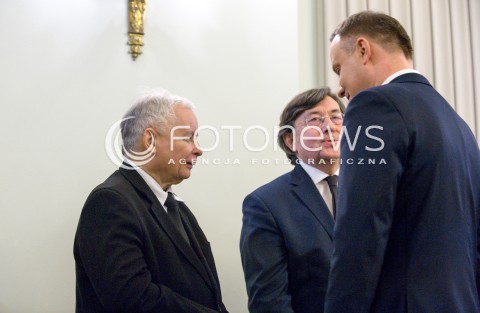  11.12.2017 WARSZAWA<br />POWOLANIE RZADU MATEUSZA MORAWIECKIEGO<br />N/Z JAROSLAW KACZYNSKI ANDRZEJ DUDA<br /> 
