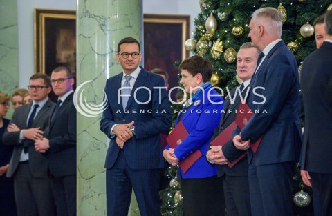  11.12.2017 WARSZAWA<br />POWOLANIE RZADU MATEUSZA MORAWIECKIEGO<br />N/Z MATEUSZ MORAWIECKI BEATA SZYDLO PIOTR GLINSKI<br /> 