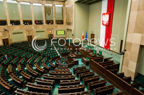  12.12.2017 WARSZAWA SEJM<br />POSIEDZENIE SEJMU<br />EXPOSE PREMIERA MATEUSZA MORAWIECKIEGO<br />N/Z PUSTY SEJM SALA WIDOK VIEW PUSTA SALA<br /> 