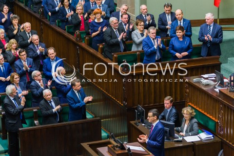  12.12.2017 WARSZAWA SEJM<br />POSIEDZENIE SEJMU<br />EXPOSE PREMIERA MATEUSZA MORAWIECKIEGO<br />N/Z MATEUSZ MORAWIECKI RADA MINISTROW JAROSLAW KACZYNSKI BRAWA OKLASKI PODZIEKOWANIE DLA BEATA SZYDLO<br /> 