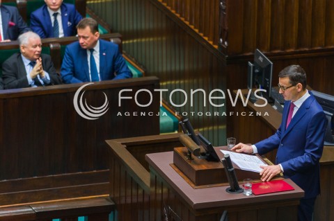  12.12.2017 WARSZAWA SEJM<br />POSIEDZENIE SEJMU<br />EXPOSE PREMIERA MATEUSZA MORAWIECKIEGO<br />N/Z JAROSLAW KACZYNSKI MATEUSZ MORAWIECKI MARIUSZ BLASZCZAK<br /> 