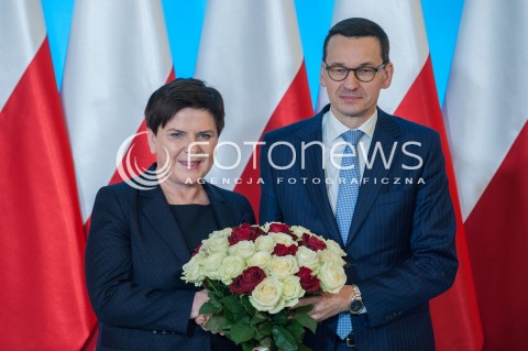 Powitanie premiera Mateusza Morawieckiego w KPRM w Warszawie