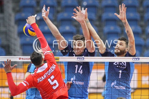  17.12.2017 KRAKOW ( TAURON ARENA ) SIATKOWKA MEZCZYZN <br />KLUBOWE MISTRZOSTWA SWIATA 2017<br />Mens Club Volleyball Championship Poland 2017<br />MECZ FINALOWY ( Final Match ) <br />MECZ ZENIT KAZAN - CUCINE LUBE CIVITANOVA <br />N/Z ALEKSANDER GUTSALJUK MATTHEW ANDERSON BLOK <br /> 