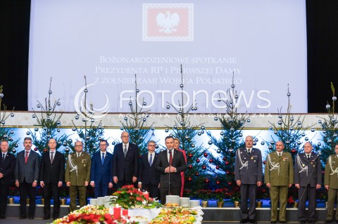  18.12.2017 WARSZAWA<br />ZOLNIERSKA WIGILIA Z UDZIALEM PREZYDENTA <br />N/Z AGATA KORNHAUSER DUDA PREZYDENT RP ANDRZEJ DUDA<br /> 