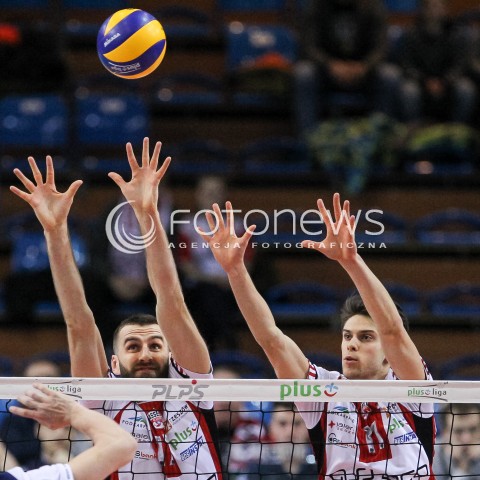  23.12.2017 RZESZOW <br />SIATKOWKA PLUS LIGA 2017/2018 MEN VOLLEYBALL POLAND POLISH PLUSLIGA LEAGUE SEASON 2017/2018 <br />MECZ ASSECO RESOVIA RZESZOW - MKS BEDZIN <br />N/Z MARCIN MOZDZONEK ALEKSANDER SLIWKA BLOK <br /> 