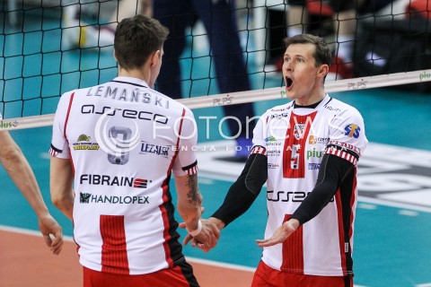  23.12.2017 RZESZOW <br />SIATKOWKA PLUS LIGA 2017/2018 MEN VOLLEYBALL POLAND POLISH PLUSLIGA LEAGUE SEASON 2017/2018 <br />MECZ ASSECO RESOVIA RZESZOW - MKS BEDZIN <br />N/Z LUKAS TICHACEK BARTLOMIEJ LEMANSKI RADOSC EMOCJE <br /> 