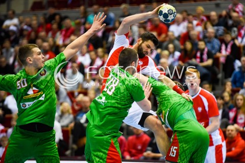  29.12.2017 GDANSK<br />PILKA RECZNA - TURNIEJ MIEDZYNARODOWY 4 NATIONS CUP<br />MECZ POLSKA - BIALORUS<br />N/Z ARTSEM KARALEK STANISLAW MAKOWIEJEW<br /> 