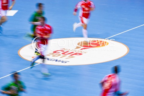  29.12.2017 GDANSK<br />PILKA RECZNA - TURNIEJ MIEDZYNARODOWY 4 NATIONS CUP<br />MECZ POLSKA - BIALORUS<br />N/Z LOGO 4 NATIONS CUP<br /> 