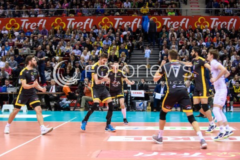  05.01.2018 GDANSK<br />SIATKOWKA - PLUS LIGA SEZON 2017/2018<br />MECZ TREFL GDANSK - PGE SKRA BELCHATOW<br />N/Z GRZEGORZ LOMACZ KAROL KLOS MARIUSZ WLAZLY BARTLOMIEJ BEDNORZ MILAD EBADIPOUR KACPER PIECHOCKI RADOSC<br /> 