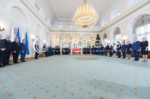  09.01.2018 WARSZAWA <br />ZAPRZYSIEZENIE NOWYCH CZLONKOW RADY MINISTROW PRZEZ PREZYDENTA RP <br />N/Z NOWI MINISTROWIE POWOLANIE SALA WIDOK VIEW<br /> 