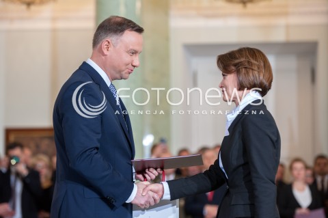  09.01.2018 WARSZAWA <br />ZAPRZYSIEZENIE NOWYCH CZLONKOW RADY MINISTROW PRZEZ PREZYDENTA RP <br />N/Z PREZYDENT RP ANDRZEJ DUDA JADWIGA EMILEWICZ ( MINISTER PRZEDSIEBIORCZOSCI I TECHNOLOGII ) <br /> 
