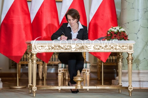  09.01.2018 WARSZAWA <br />ZAPRZYSIEZENIE NOWYCH CZLONKOW RADY MINISTROW PRZEZ PREZYDENTA RP <br />N/Z JADWIGA EMILEWICZ ( MINISTER PRZEDSIEBIORCZOSCI I TECHNOLOGII ) <br /> 