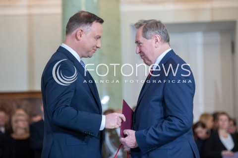  09.01.2018 WARSZAWA <br />ZAPRZYSIEZENIE NOWYCH CZLONKOW RADY MINISTROW PRZEZ PREZYDENTA RP <br />N/Z PREZYDENT RP ANDRZEJ DUDA HENRYK KOWALCZYK ( MINISTER SRODOWISKA ) <br /> 