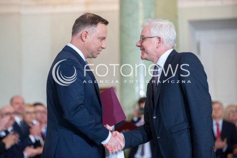  09.01.2018 WARSZAWA <br />ZAPRZYSIEZENIE NOWYCH CZLONKOW RADY MINISTROW PRZEZ PREZYDENTA RP <br />N/Z PREZYDENT RP ANDRZEJ DUDA JACEK CZAPUTOWICZ ( MINISTER SPRAW ZAGRANICZNYCH ) <br /> 