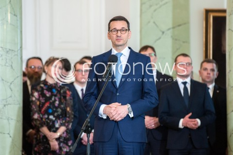  09.01.2018 WARSZAWA <br />ZAPRZYSIEZENIE NOWYCH CZLONKOW RADY MINISTROW PRZEZ PREZYDENTA RP <br />N/Z PREMIER MATEUSZ MORAWIECKI <br /> 