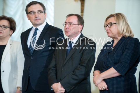  09.01.2018 WARSZAWA <br />ZAPRZYSIEZENIE NOWYCH CZLONKOW RADY MINISTROW PRZEZ PREZYDENTA RP <br />N/Z ZBIGNIEW ZIOBRO MARIUSZ KAMINSKI BEATA KEMPA<br /> 