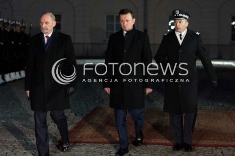  09.01.2018 WARSZAWA MON<br />PRZEKAZANIE RESORTU MINISTERSTWA OBRONY NARODOWEJ MON<br />N/Z ANTONI MACIEREWICZ MARIUSZ BLASZCZAK<br /> 