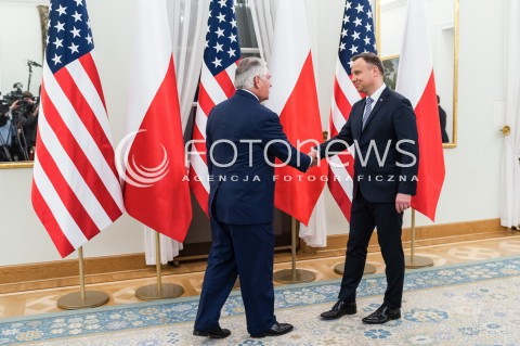 26.01.2018 WARSZAWA<br />SPOTKANIE PREZYDENTA RP Z SEKRETARZEM STANU USA<br />N/Z PREZYDENT RP ANDRZEJ DUDA SEKRETARZ STANU USA REX TILLERSON<br /> 