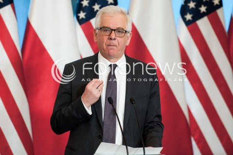  27.01.2018 WARSZAWA KPRM<br />WIZYTA SEKRETARZA STANU USA<br />KONFERENCJA PRASOWA Z UDZIALEM MINISTRA SPRAW ZAGRANICZNYCH POLSKI<br />N/Z MINISTER SPRAW ZAGRANICZNYCH JACEK CZAPUTOWICZ <br /> 