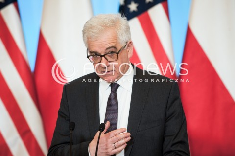  27.01.2018 WARSZAWA KPRM<br />WIZYTA SEKRETARZA STANU USA<br />KONFERENCJA PRASOWA Z UDZIALEM MINISTRA SPRAW ZAGRANICZNYCH POLSKI<br />N/Z MINISTER SPRAW ZAGRANICZNYCH JACEK CZAPUTOWICZ <br /> 