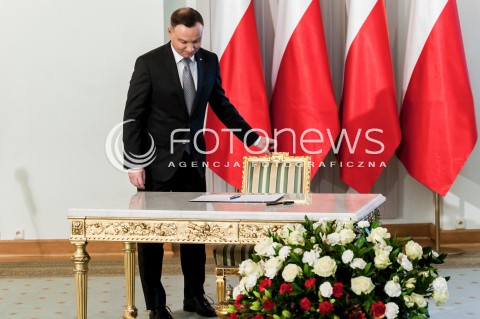  30.01.2018 WARSZAWA PALAC PREZYDENCKI<br />PODPISANIE USTAWY O OGRANICZENIU HANDLU W NIEDZIELE I SWIETA PRZEZ PREZYDENTA<br />N/Z PREZYDENT RP ANDRZEJ DUDA<br /> 