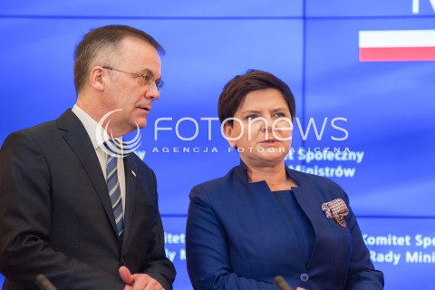  31.01.2018 WARSZAWA<br />INAUGURACYJNE POSIEDZENIE KOMITETU SPOLECZNEGO RADY MINISTROW<br />N/Z BEATA SZYDLO JAROSLAW SELLIN<br /> 