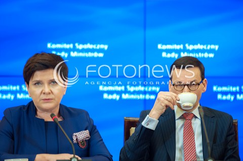  31.01.2018 WARSZAWA<br />INAUGURACYJNE POSIEDZENIE KOMITETU SPOLECZNEGO RADY MINISTROW W WARSZAWIE <br />N/Z PREMIER MATEUSZ MORAWIECKI BEATA SZYDLO <br /> 