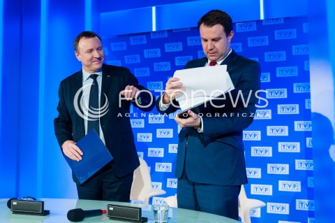  31.01.2018 WARSZWA<br />BRIEFING PREZESA TVP JACKA KURSKIEGO<br />DOTYCZACY 55. KRAJOWEGO FESTIWALU PIOSENKI W OPOLU<br />N/Z PREZES TVP JACEK KURSKI PREZYDENT OPOLA ARKADIUSZ WISNIEWSKI<br /> 