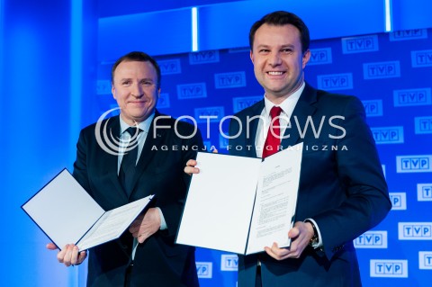  31.01.2018 WARSZWA<br />BRIEFING PREZESA TVP JACKA KURSKIEGO<br />DOTYCZACY 55. KRAJOWEGO FESTIWALU PIOSENKI W OPOLU<br />N/Z PREZES TVP JACEK KURSKI PREZYDENT OPOLA ARKADIUSZ WISNIEWSKI<br /> 