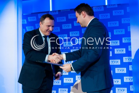  31.01.2018 WARSZWA<br />BRIEFING PREZESA TVP JACKA KURSKIEGO<br />DOTYCZACY 55. KRAJOWEGO FESTIWALU PIOSENKI W OPOLU<br />N/Z PREZES TVP JACEK KURSKI PREZYDENT OPOLA ARKADIUSZ WISNIEWSKI<br /> 