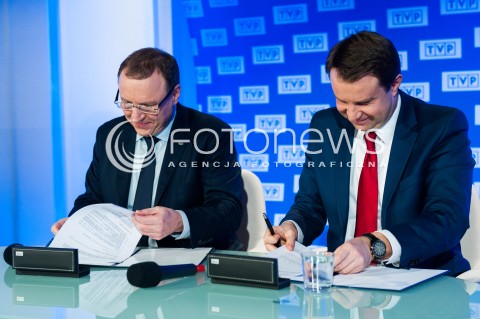  31.01.2018 WARSZWA<br />BRIEFING PREZESA TVP JACKA KURSKIEGO<br />DOTYCZACY 55. KRAJOWEGO FESTIWALU PIOSENKI W OPOLU<br />N/Z PREZES TVP JACEK KURSKI PREZYDENT OPOLA ARKADIUSZ WISNIEWSKI<br /> 