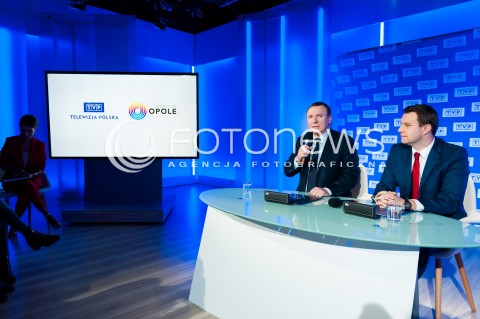  31.01.2018 WARSZWA<br />BRIEFING PREZESA TVP JACKA KURSKIEGO<br />DOTYCZACY 55. KRAJOWEGO FESTIWALU PIOSENKI W OPOLU<br />N/Z PREZES TVP JACEK KURSKI PREZYDENT OPOLA ARKADIUSZ WISNIEWSKI<br /> 