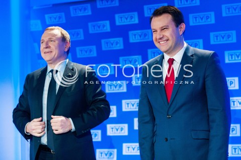  31.01.2018 WARSZWA<br />BRIEFING PREZESA TVP JACKA KURSKIEGO<br />DOTYCZACY 55. KRAJOWEGO FESTIWALU PIOSENKI W OPOLU<br />N/Z PREZES TVP JACEK KURSKI PREZYDENT OPOLA ARKADIUSZ WISNIEWSKI<br /> 