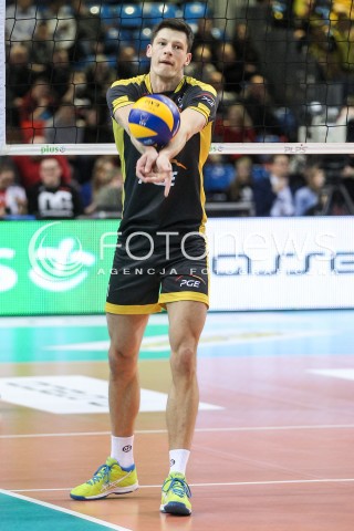  04.02.2018 RZESZOW <br />SIATKOWKA PLUSLIGA 2017/2018 MEN VOLLEYBALL POLAND POLISH PLUS LIGA LEAGUE SEASON 2017/2018 <br />MECZ ASSECO RESOVIA RZESZOW - PGE SKRA BELCHATOW <br />N/Z SRECKO LISINAC SYLWETKA <br /> 