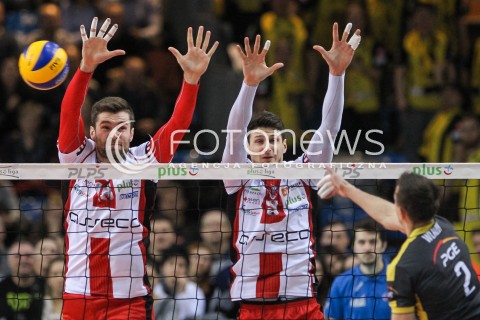  04.02.2018 RZESZOW <br />SIATKOWKA PLUSLIGA 2017/2018 MEN VOLLEYBALL POLAND POLISH PLUS LIGA LEAGUE SEASON 2017/2018 <br />MECZ ASSECO RESOVIA RZESZOW - PGE SKRA BELCHATOW <br />N/Z DAWID DRYJA THIBAULT ROSSARD MARIUSZ WLAZLY <br /> 