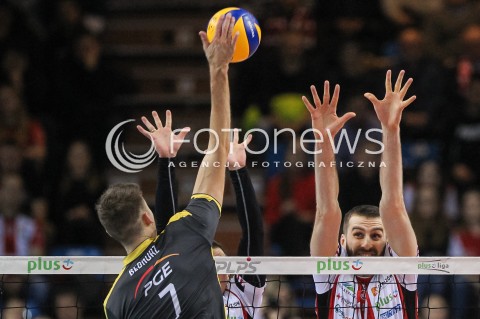 04.02.2018 RZESZOW <br />SIATKOWKA PLUSLIGA 2017/2018 MEN VOLLEYBALL POLAND POLISH PLUS LIGA LEAGUE SEASON 2017/2018 <br />MECZ ASSECO RESOVIA RZESZOW - PGE SKRA BELCHATOW <br />N/Z MARCIN MOZDZONEK BARTOSZ BEDNORZ BLOK <br /> 