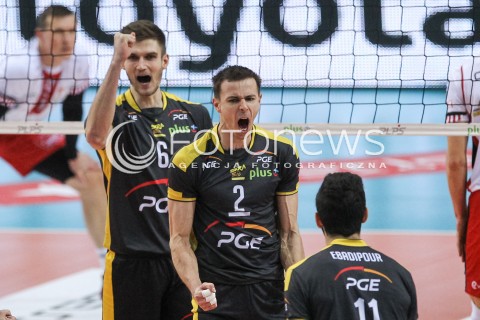  04.02.2018 RZESZOW <br />SIATKOWKA PLUSLIGA 2017/2018 MEN VOLLEYBALL POLAND POLISH PLUS LIGA LEAGUE SEASON 2017/2018 <br />MECZ ASSECO RESOVIA RZESZOW - PGE SKRA BELCHATOW <br />N/Z MARIUSZ WLAZLY KAROL KLOS RADOSC EMOCJE <br /> 