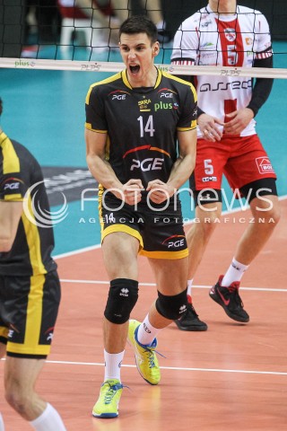  04.02.2018 RZESZOW <br />SIATKOWKA PLUSLIGA 2017/2018 MEN VOLLEYBALL POLAND POLISH PLUS LIGA LEAGUE SEASON 2017/2018 <br />MECZ ASSECO RESOVIA RZESZOW - PGE SKRA BELCHATOW <br />N/Z ALEKSANDER NEDELJKOVIC RADOSC EMOCJE SYLWETKA <br /> 