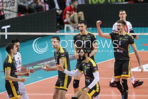  04.02.2018 RZESZOW <br />SIATKOWKA PLUSLIGA 2017/2018 MEN VOLLEYBALL POLAND POLISH PLUS LIGA LEAGUE SEASON 2017/2018 <br />MECZ ASSECO RESOVIA RZESZOW - PGE SKRA BELCHATOW <br />N/Z MARIUSZ WLAZLY ALEKSANDER NEDELJKOVIC KAROL KLOS MILAD EBADIPOUR RADOSC EMOCJE <br /> 