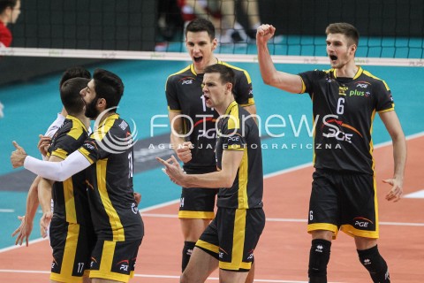  04.02.2018 RZESZOW <br />SIATKOWKA PLUSLIGA 2017/2018 MEN VOLLEYBALL POLAND POLISH PLUS LIGA LEAGUE SEASON 2017/2018 <br />MECZ ASSECO RESOVIA RZESZOW - PGE SKRA BELCHATOW <br />N/Z ALEKSANDER NEDELJKOVIC KAROL KLOS MARIUSZ WLAZLY RADOSC EMOCJE <br /> 