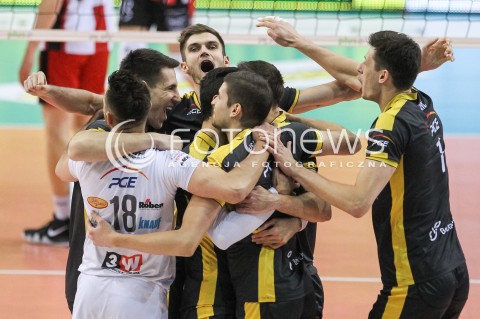  04.02.2018 RZESZOW <br />SIATKOWKA PLUSLIGA 2017/2018 MEN VOLLEYBALL POLAND POLISH PLUS LIGA LEAGUE SEASON 2017/2018 <br />MECZ ASSECO RESOVIA RZESZOW - PGE SKRA BELCHATOW <br />N/Z KAROL KLOS RADOSC EMOCJE <br /> 