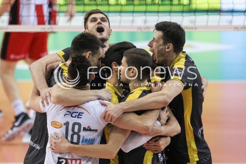  04.02.2018 RZESZOW <br />SIATKOWKA PLUSLIGA 2017/2018 MEN VOLLEYBALL POLAND POLISH PLUS LIGA LEAGUE SEASON 2017/2018 <br />MECZ ASSECO RESOVIA RZESZOW - PGE SKRA BELCHATOW <br />N/Z KAROL KLOS SRECKO LISINAC RADOSC EMOCJE <br /> 