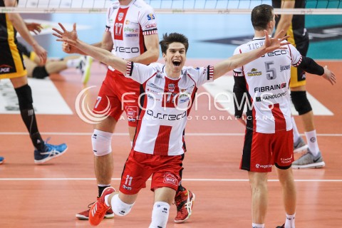  04.02.2018 RZESZOW <br />SIATKOWKA PLUSLIGA 2017/2018 MEN VOLLEYBALL POLAND POLISH PLUS LIGA LEAGUE SEASON 2017/2018 <br />MECZ ASSECO RESOVIA RZESZOW - PGE SKRA BELCHATOW <br />N/Z ALEKSANDER SLIWKA RADOSC EMOCJE SYLWETKA <br /> 