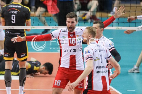  04.02.2018 RZESZOW <br />SIATKOWKA PLUSLIGA 2017/2018 MEN VOLLEYBALL POLAND POLISH PLUS LIGA LEAGUE SEASON 2017/2018 <br />MECZ ASSECO RESOVIA RZESZOW - PGE SKRA BELCHATOW <br />N/Z DAWID DRYJA JAKUB JAROSZ RADOSC EMOCJE <br /> 