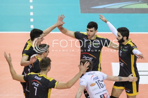  04.02.2018 RZESZOW <br />SIATKOWKA PLUSLIGA 2017/2018 MEN VOLLEYBALL POLAND POLISH PLUS LIGA LEAGUE SEASON 2017/2018 <br />MECZ ASSECO RESOVIA RZESZOW - PGE SKRA BELCHATOW <br />N/Z MARCIN JANUSZ MILAD EBADIPOUR RADOSC EMOCJE <br /> 
