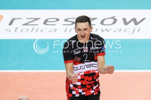  04.02.2018 RZESZOW <br />SIATKOWKA PLUSLIGA 2017/2018 MEN VOLLEYBALL POLAND POLISH PLUS LIGA LEAGUE SEASON 2017/2018 <br />MECZ ASSECO RESOVIA RZESZOW - PGE SKRA BELCHATOW <br />N/Z PAWEL RUSEK RADOSC EMOCJE SYLWETKA <br /> 