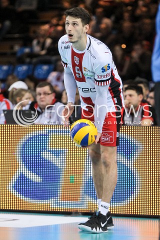  04.02.2018 RZESZOW <br />SIATKOWKA PLUSLIGA 2017/2018 MEN VOLLEYBALL POLAND POLISH PLUS LIGA LEAGUE SEASON 2017/2018 <br />MECZ ASSECO RESOVIA RZESZOW - PGE SKRA BELCHATOW <br />N/Z THIBAULT ROSSARD SYLWETKA <br /> 