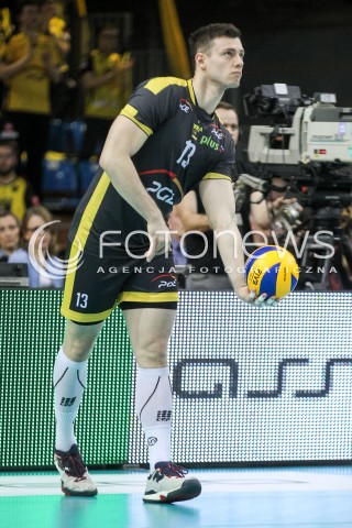  04.02.2018 RZESZOW <br />SIATKOWKA PLUSLIGA 2017/2018 MEN VOLLEYBALL POLAND POLISH PLUS LIGA LEAGUE SEASON 2017/2018 <br />MECZ ASSECO RESOVIA RZESZOW - PGE SKRA BELCHATOW <br />N/Z SZYMON ROMAC SYLWETKA <br /> 